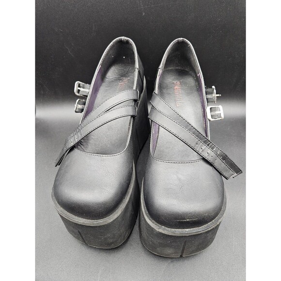 Demonia Kera-08 Platform Mary Jane Shoes Womens Size 8 Black Double Strap Goth - Picture 4 of 6